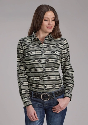 Spring Break Tailored Style Roper Womens 2182 Santa Fe Aztec Black 100% Cotton L/S Shirt