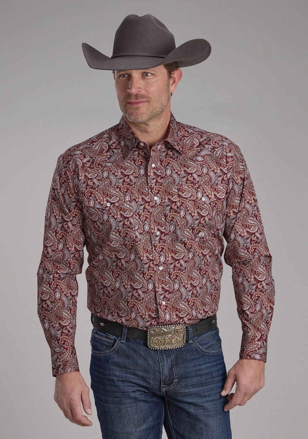 Special Occasion Roper Mens 2242 Sangria Paisley Wine 100% Cotton L/S Shirt