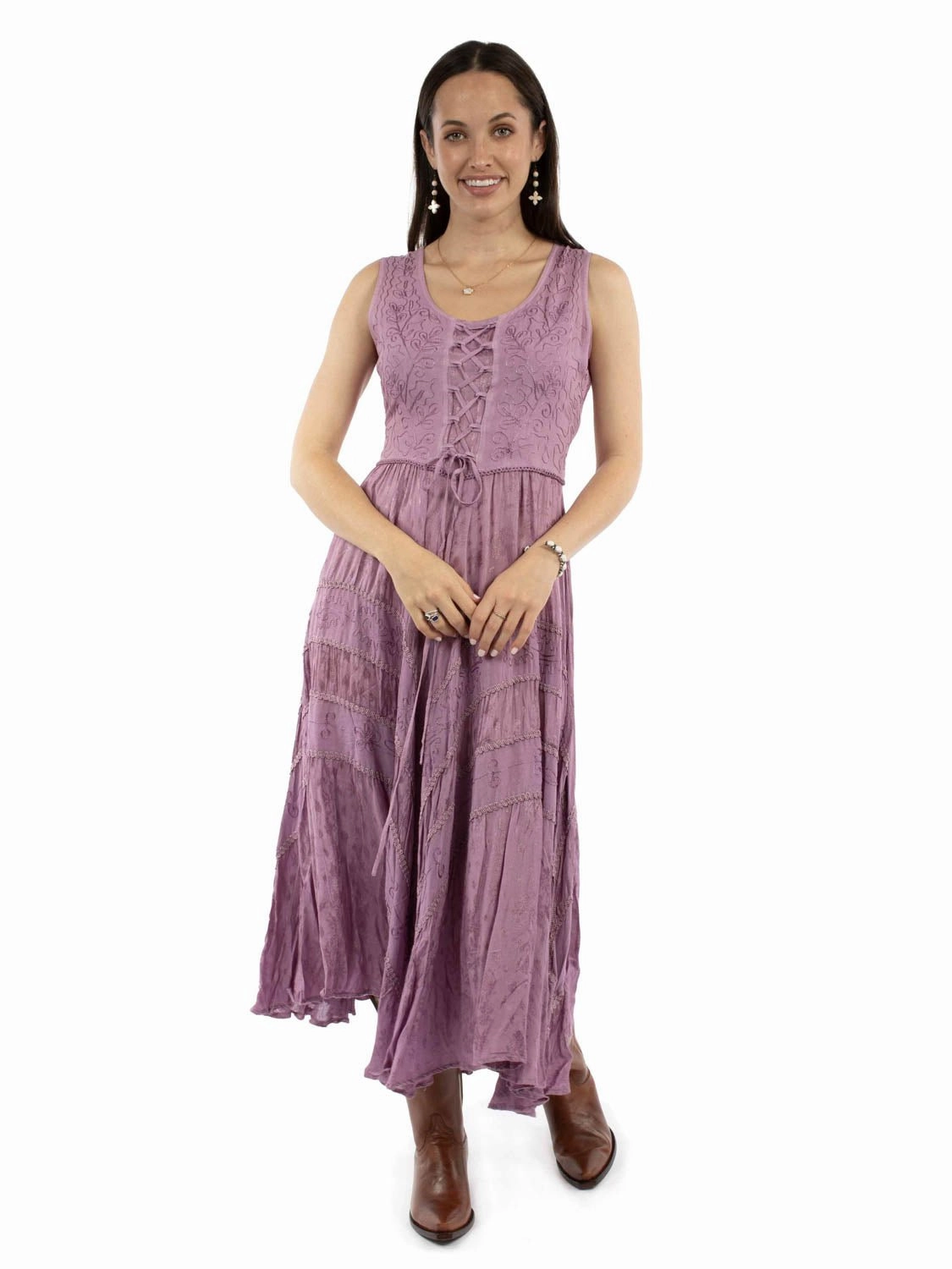 EcoFriendly Material Blend Temperature Regulating Lining Scully Womens Honey Creek Full Length Dusk 100% Rayon S/L Dress