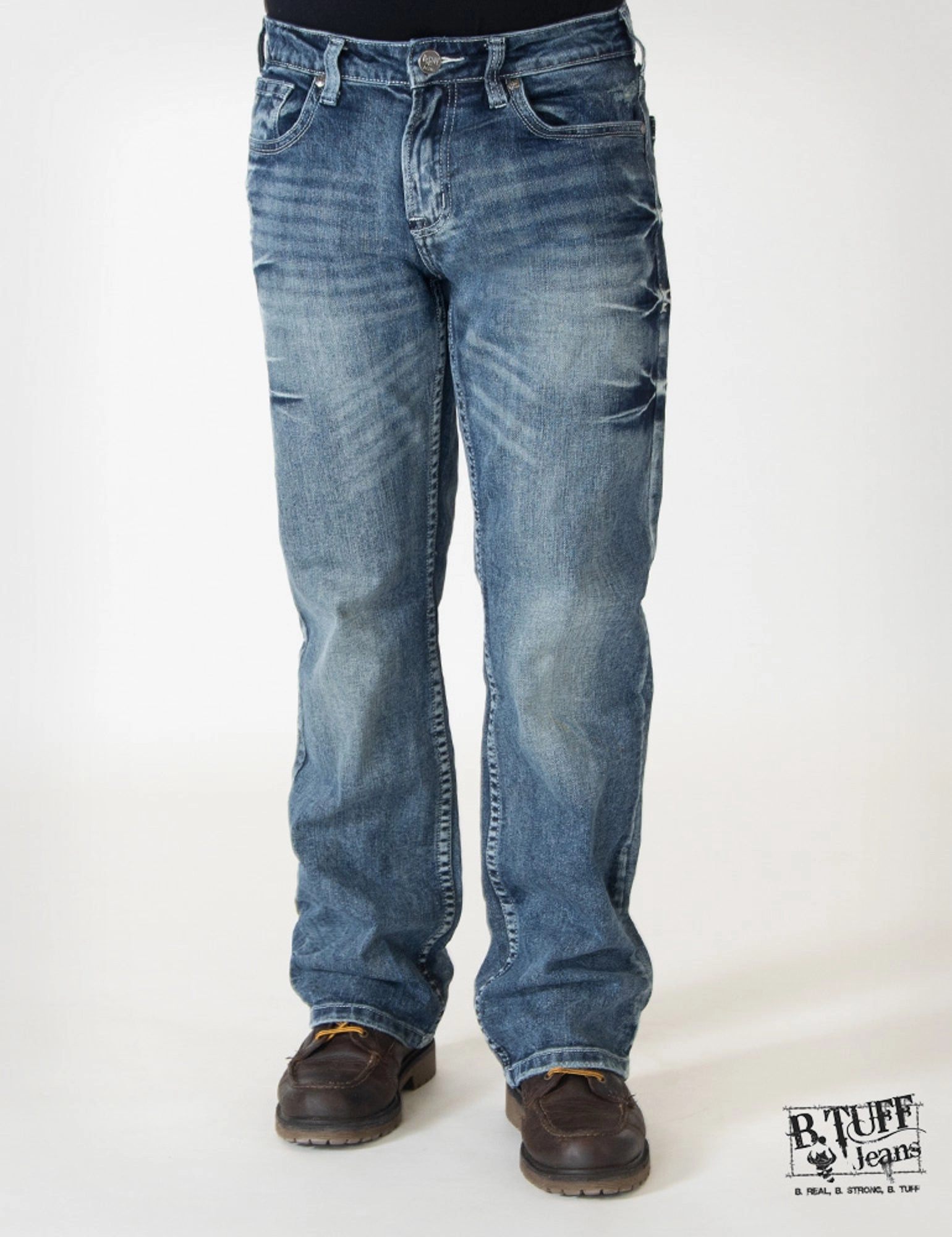 Relaxed Style Neutral Choice Mens Medium Wash Cotton Blend Jeans Monster Mike