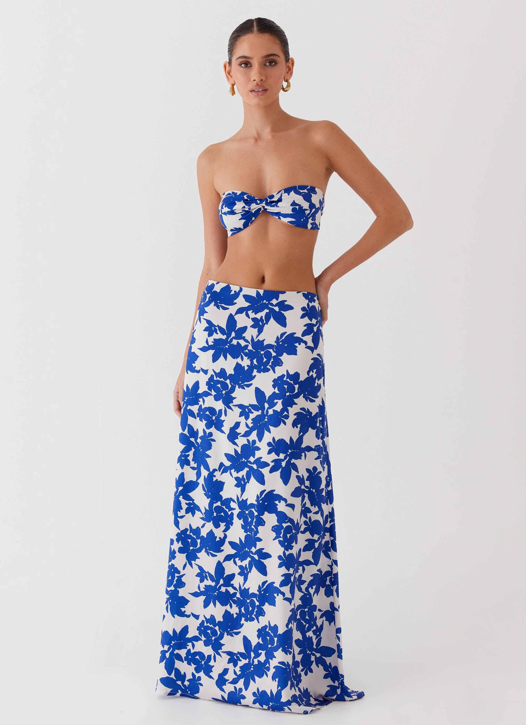 Sky Gaze Twist Top - Blue Floral UV Protection ShockAbsorbing