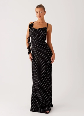 Purely Maxi Dress - Black Polka Dot Resort Outfit