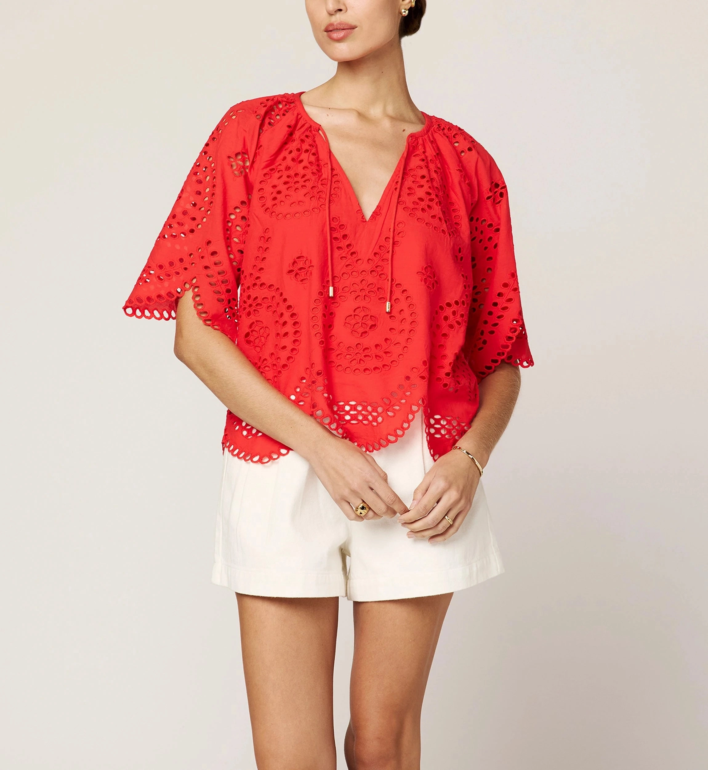 Lulu Blouse | Poppy Red Grid Back Panel