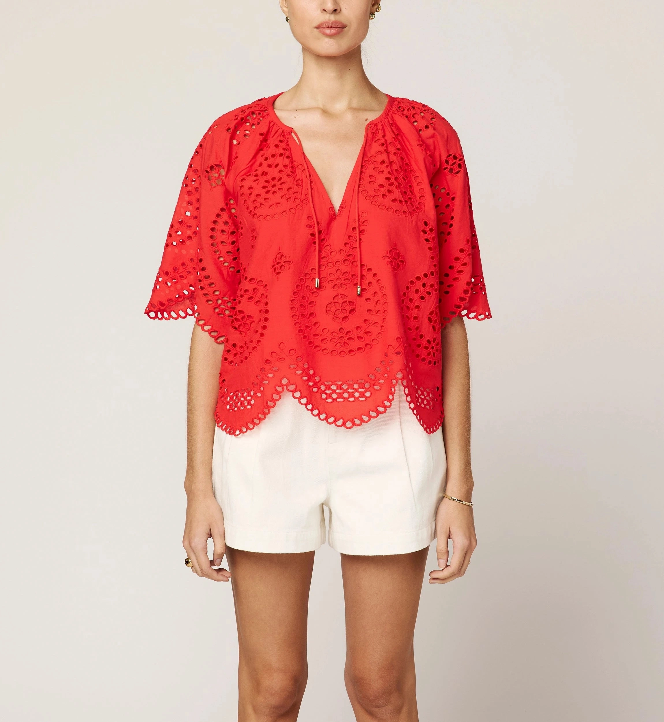 Thermal Regulating Fabric BuiltInLayer Lulu Blouse | Poppy Red