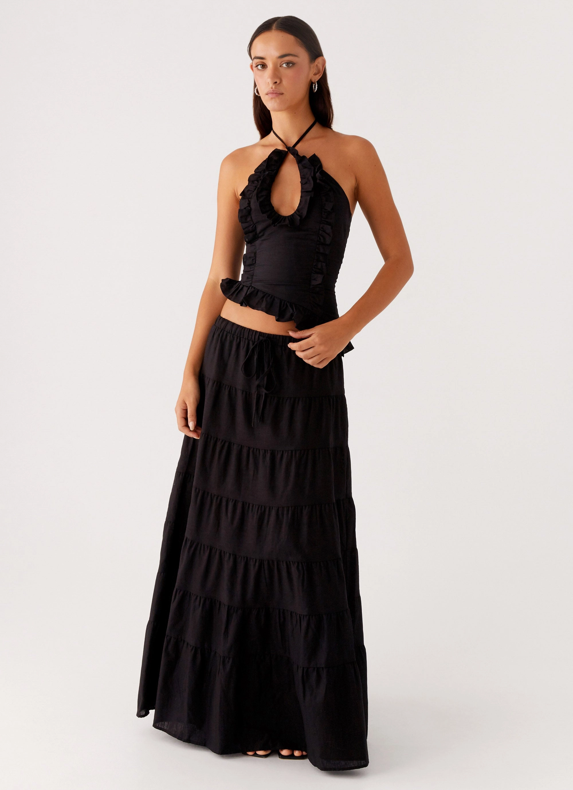 Mariella Linen Maxi Skirt - Black Sun Protection Wear