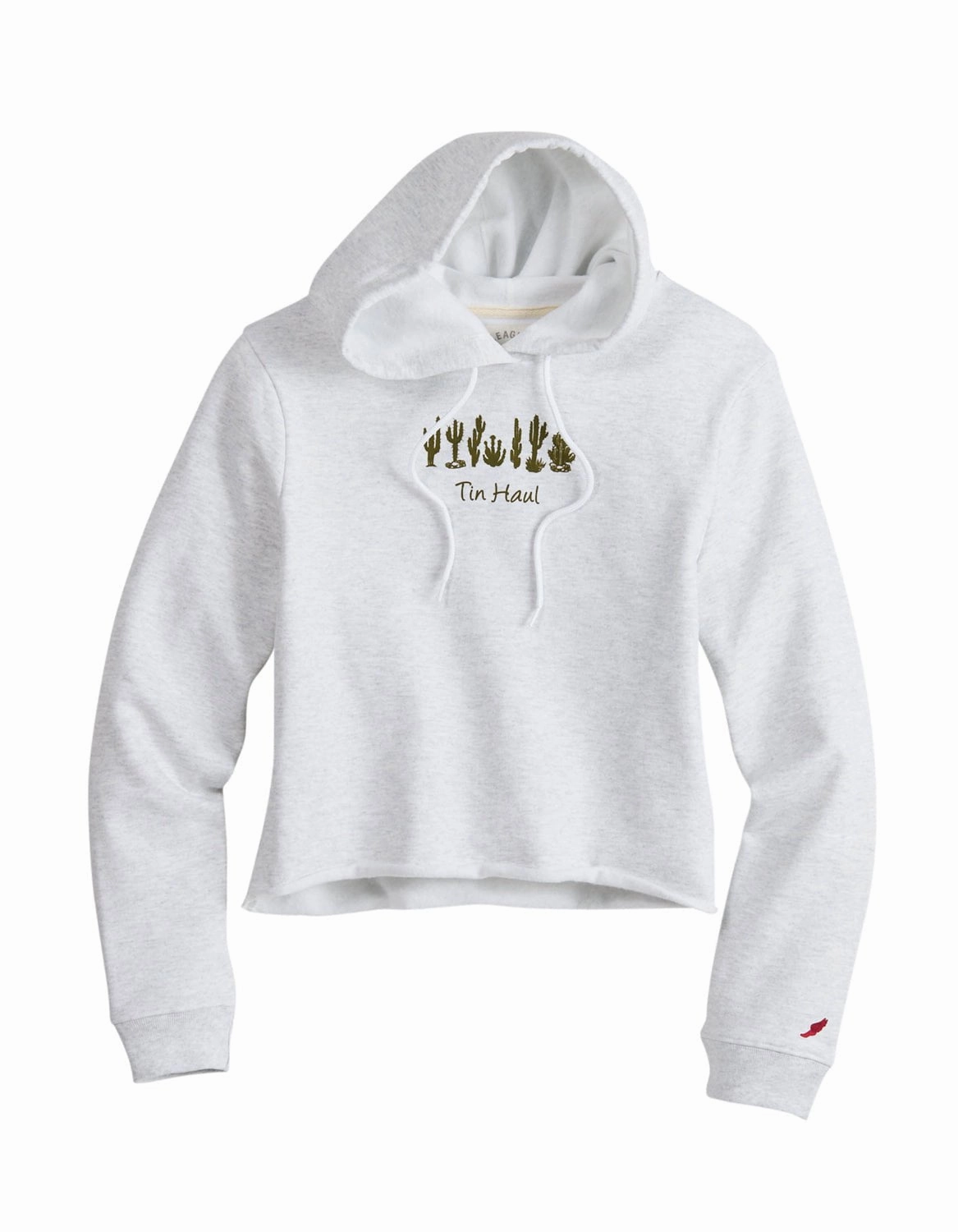 Tin Haul Womens Cactus Line Grey Cotton Blend Hoodie Odor Control Fibers Easy Fit