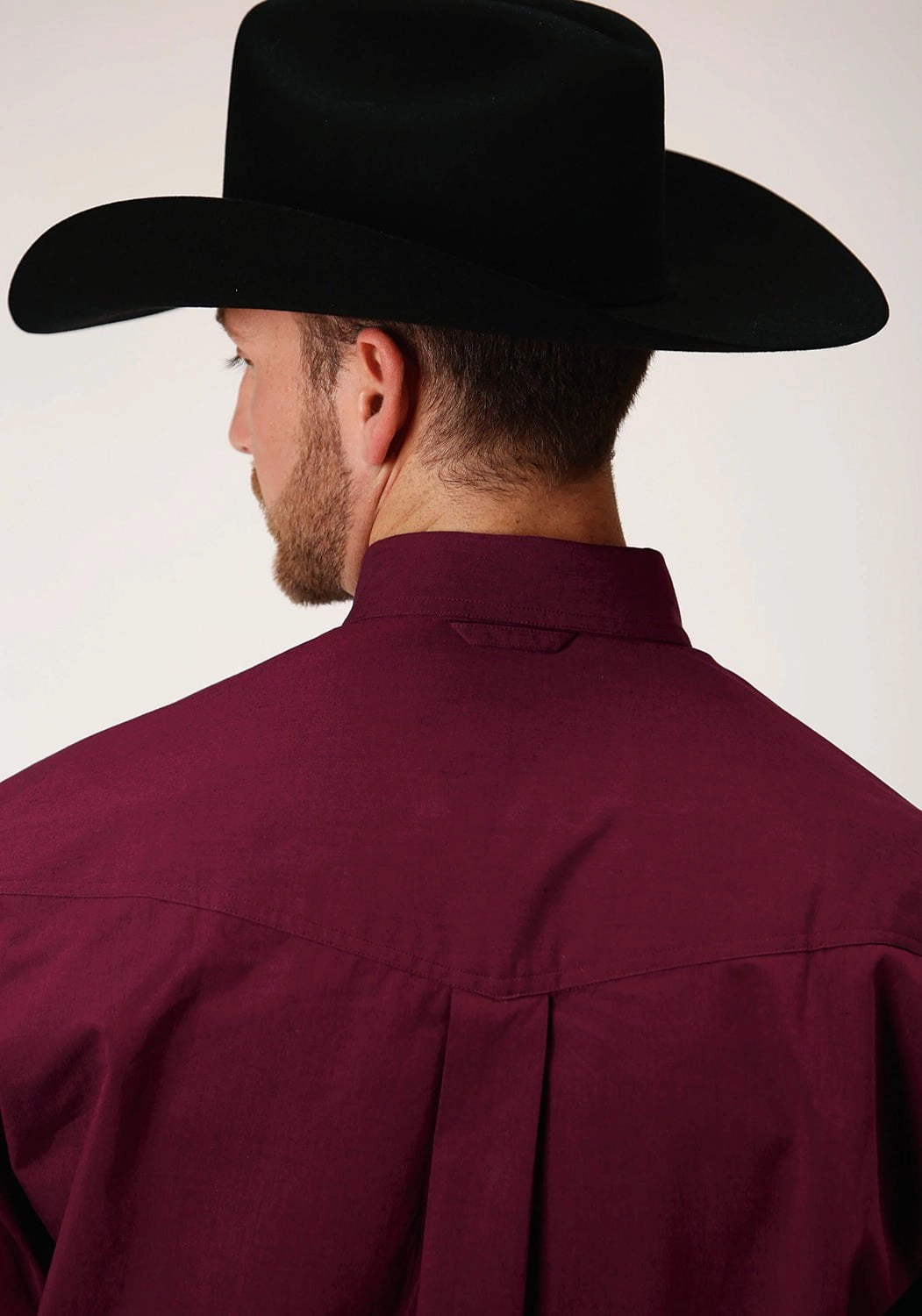 Roper Mens Wine 100% Cotton Black Fill BD L/S Btn Shirt Layering Essential