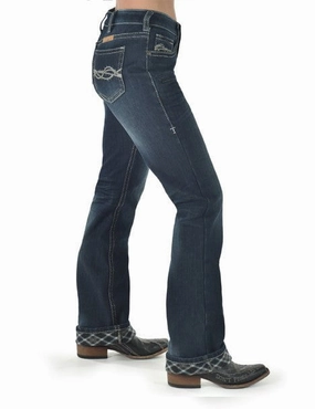 Modern Look Relaxed Aesthetic Cowgirl Tuff Womens DFMI Dark Flannel Dark Wash Cotton Blend Jeans