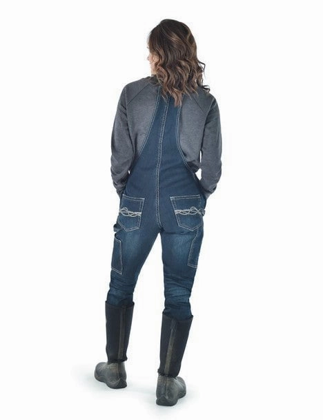 Flexible Articulated Elbows City Chill Style Cowgirl Tuff Womens Flannel Tuck-In Dark Wash Cotton Blend Bib Overall