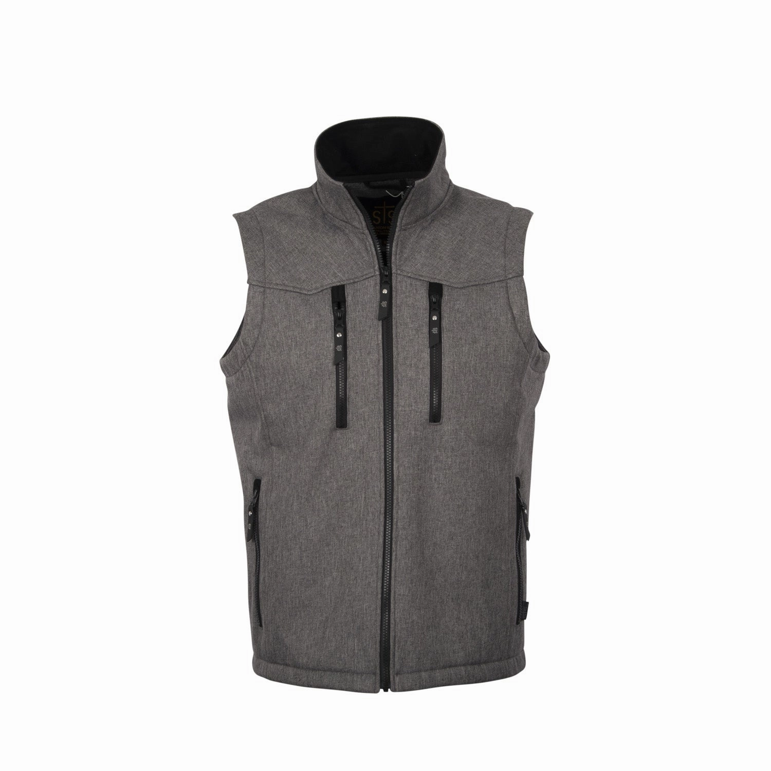Flexible Elasticity Cold Day Look STS Ranchwear Mens Slack Heather Gray Poly/Spandex Fleece Vest