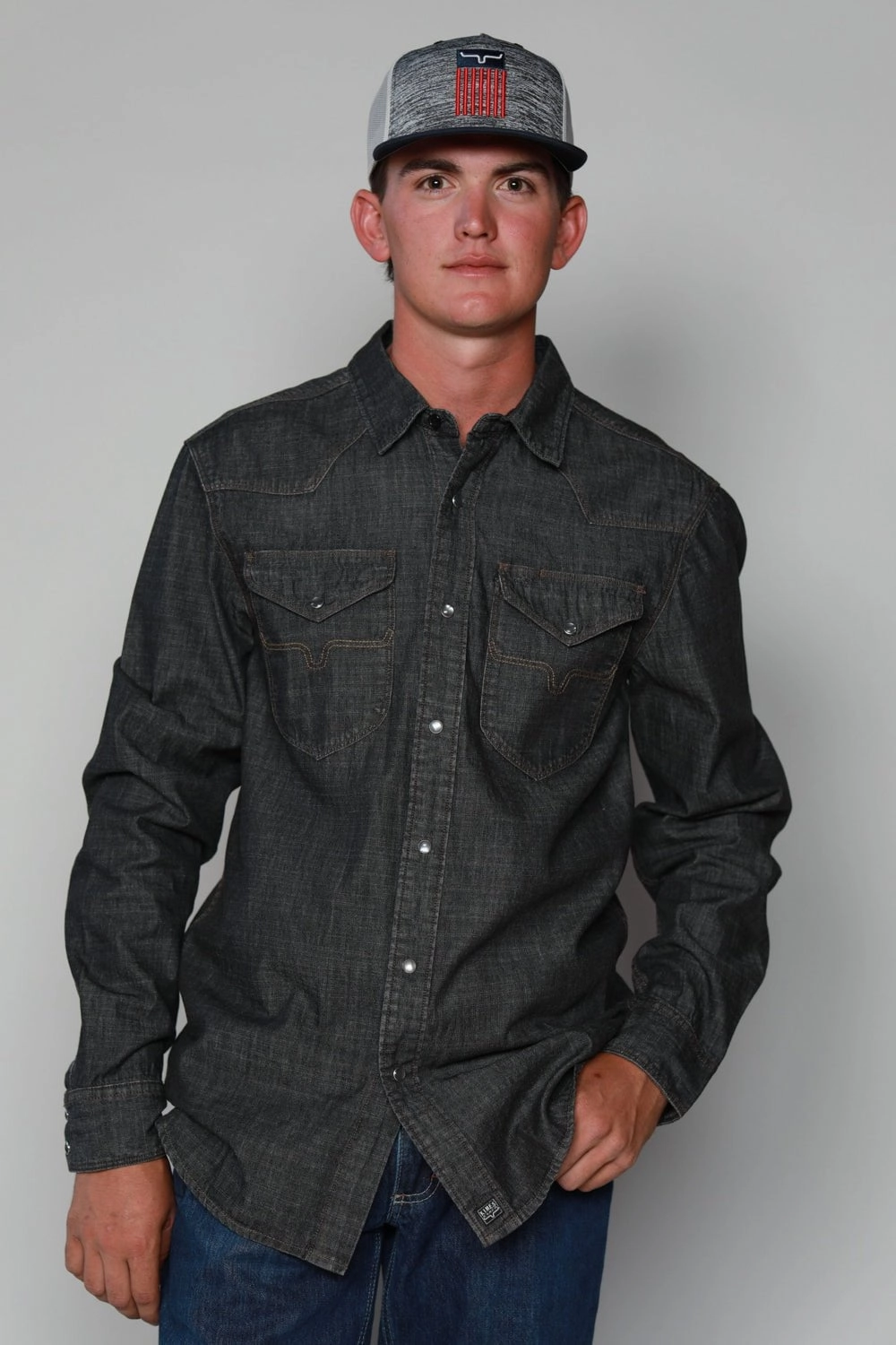 Kimes Ranch Mens Grimes Denim Black Denim Cotton Blend L/S Shirt Minimalist Design Unmatched comfort