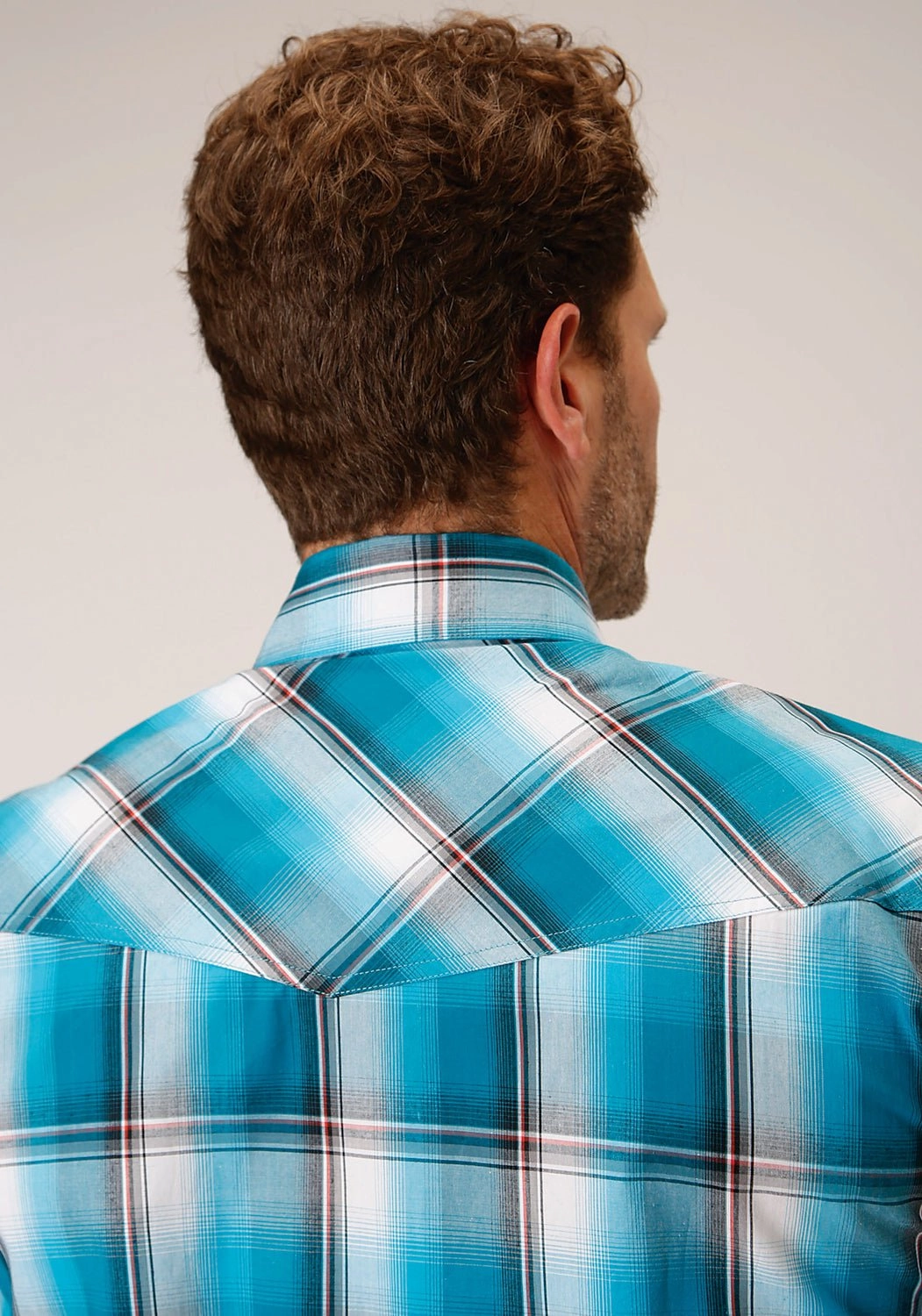 Pocket Detailing Soft Material Roper Mens 1454 Deep Pool Ombre Turquoise 100% Cotton Tall S/S Shirt