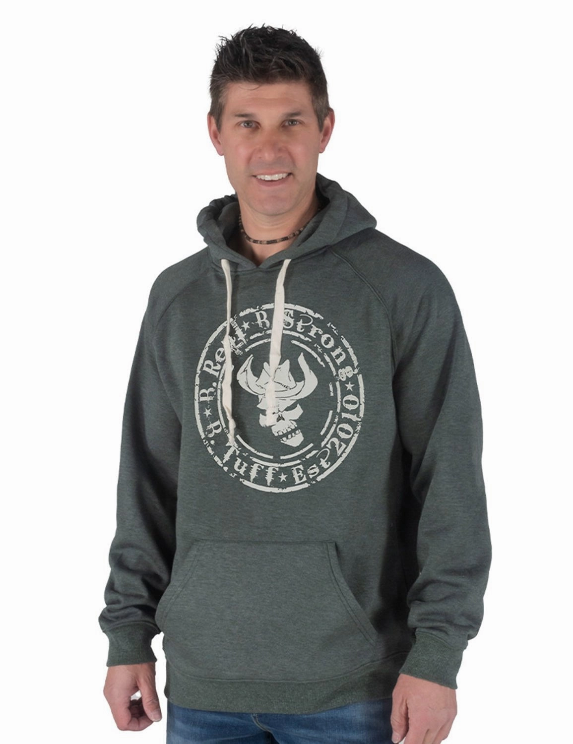 B Tuff Mens Skull Print Pine Poly/Rayon Hoodie Wind Chill Protection