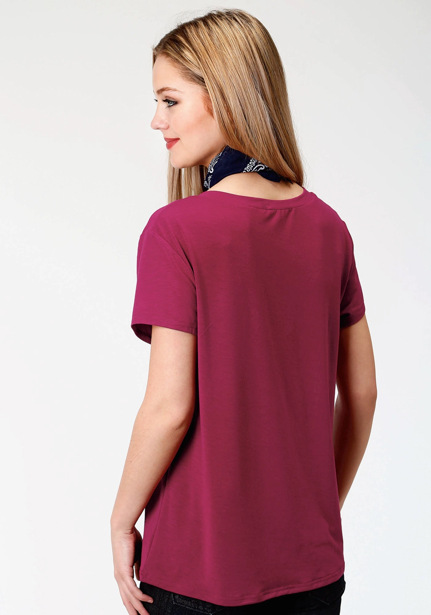 Roper Womens Plum Poly/Rayon Bronc Rider S/S T-Shirt Country Escape Oversized style