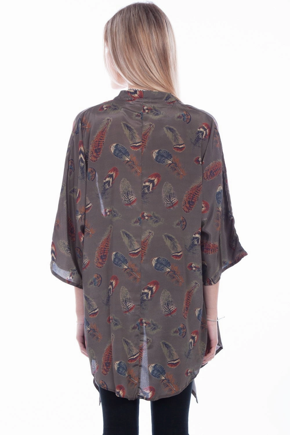 Casual Comfort Cozy Fashion Scully Womens Sage Polyester Feathers Kimono