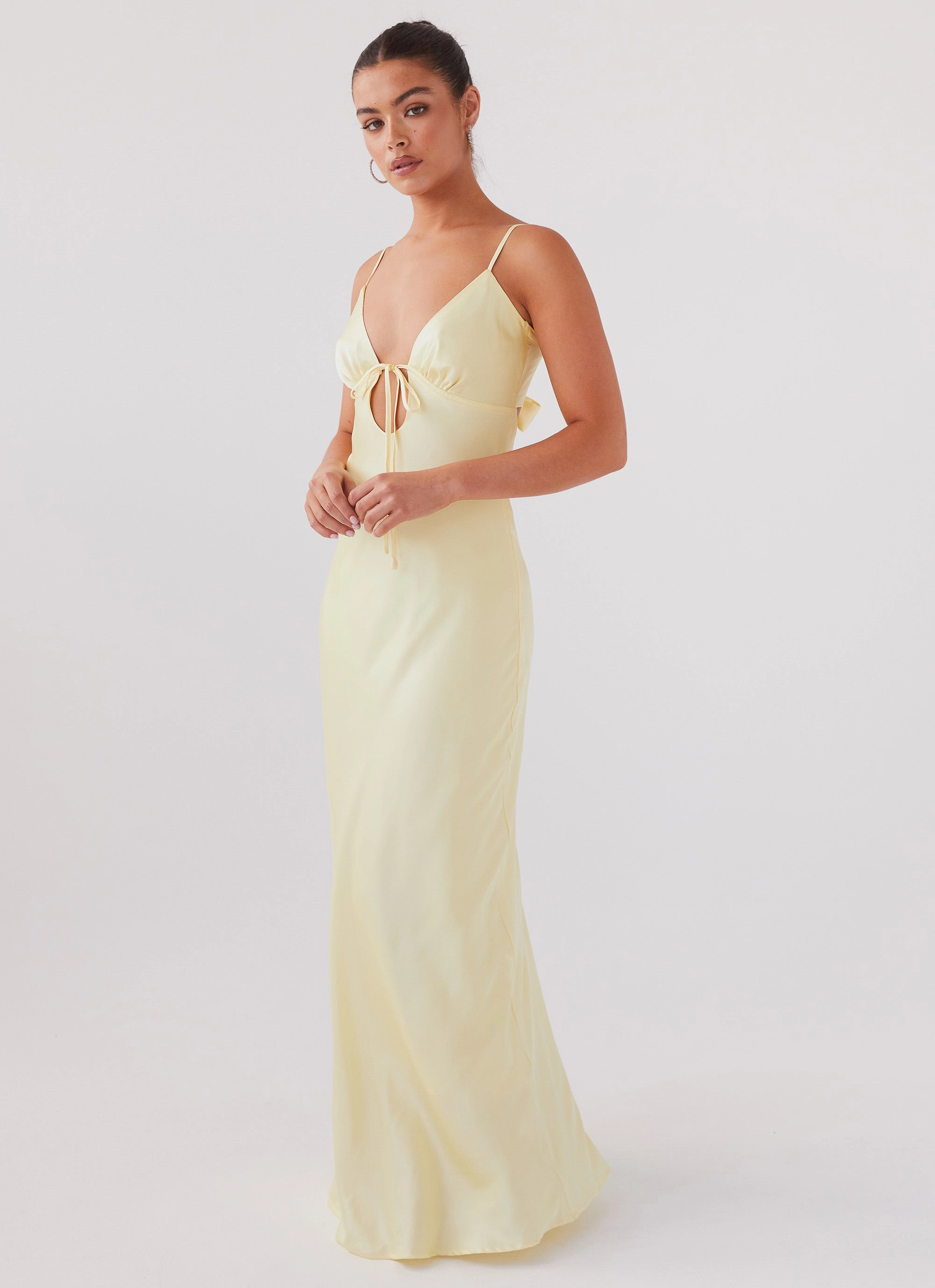 Flora Satin Maxi Dress - Lemon Insulated Fashion