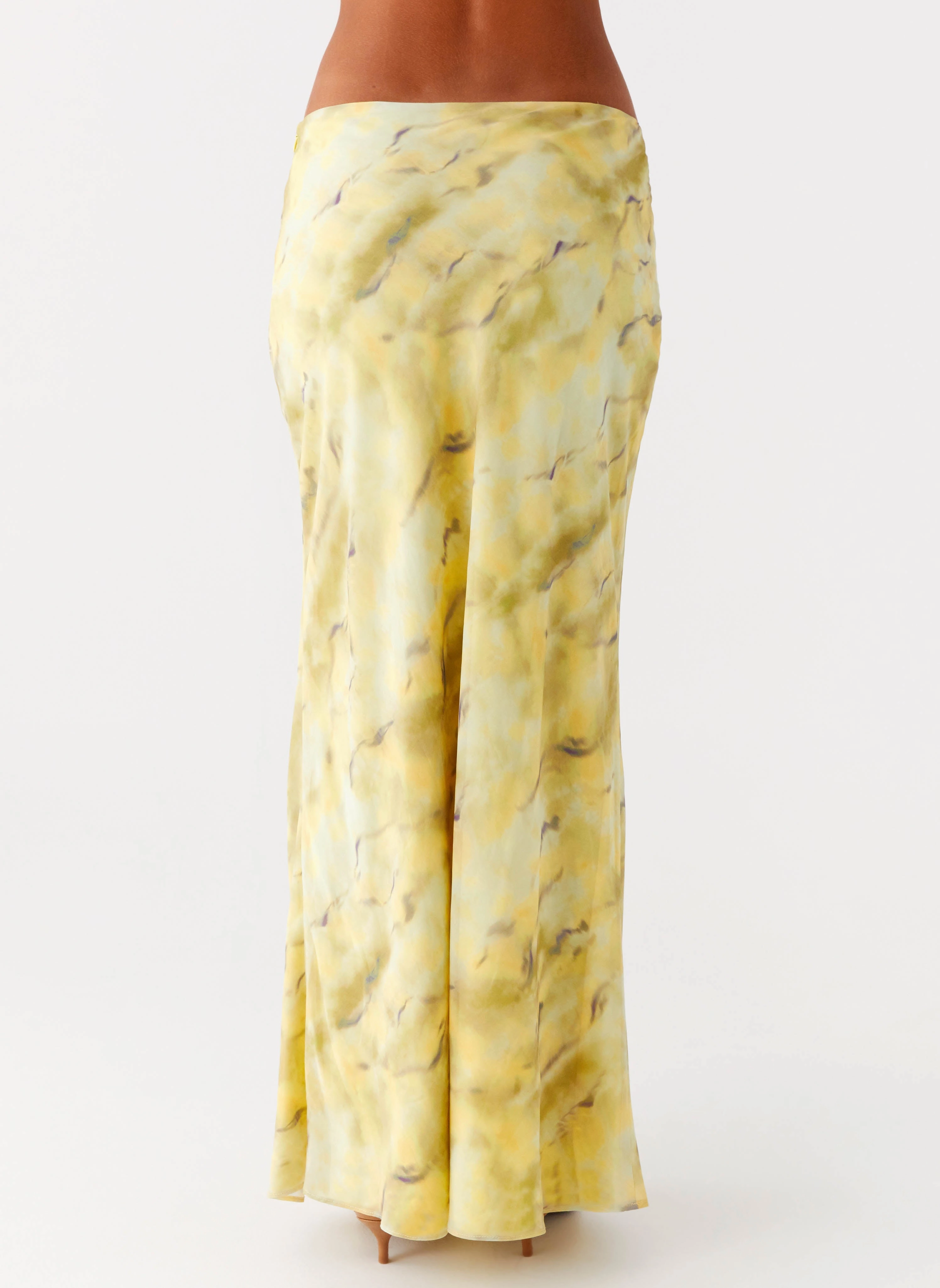 Kylo Low Rise Maxi Skirt - Yellow Tie Dye Abstract Motif Vibrant Touch