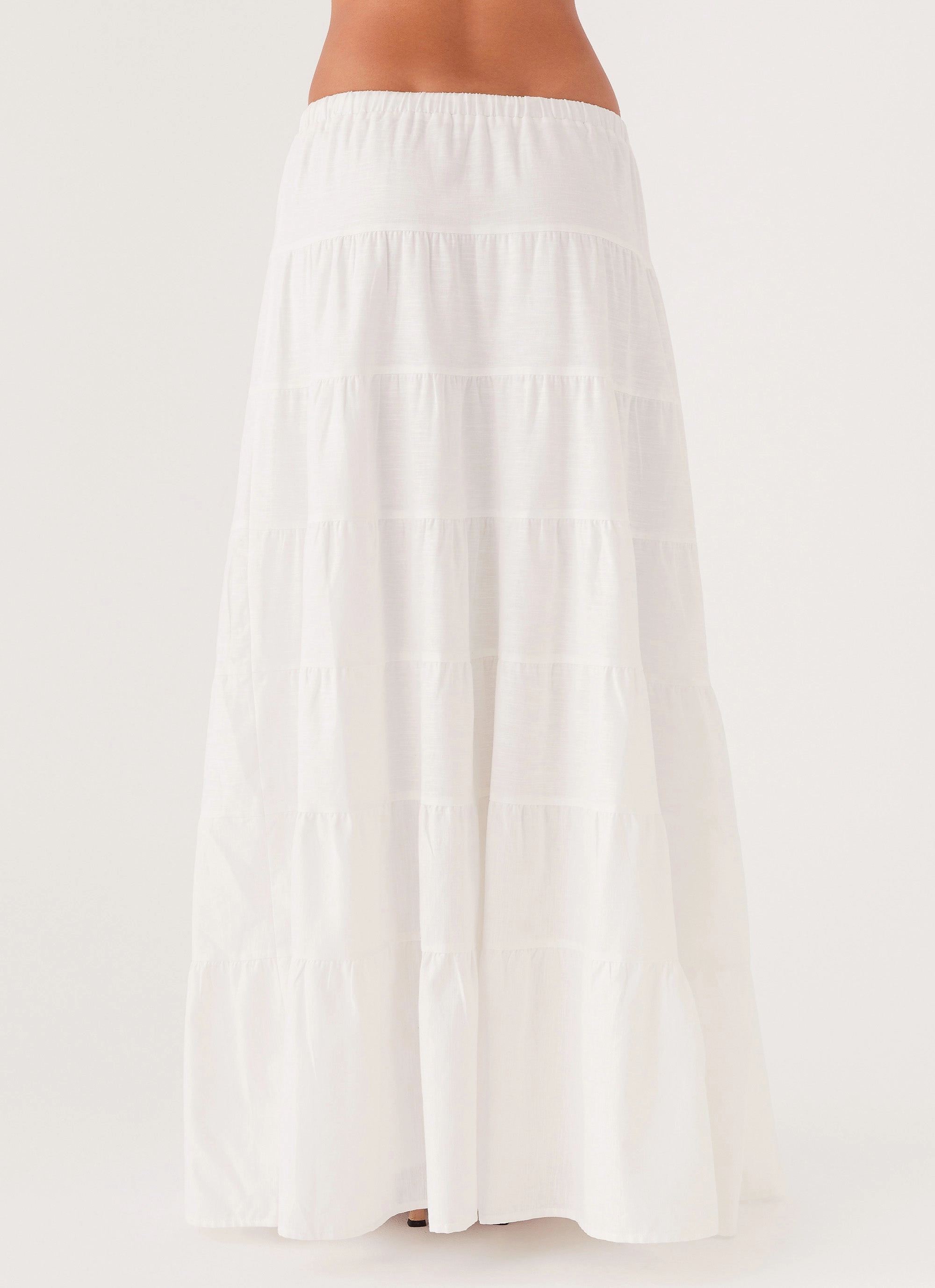 Mariella Linen Maxi Skirt - White Biodegradable Fabric Shatterproof Buckle
