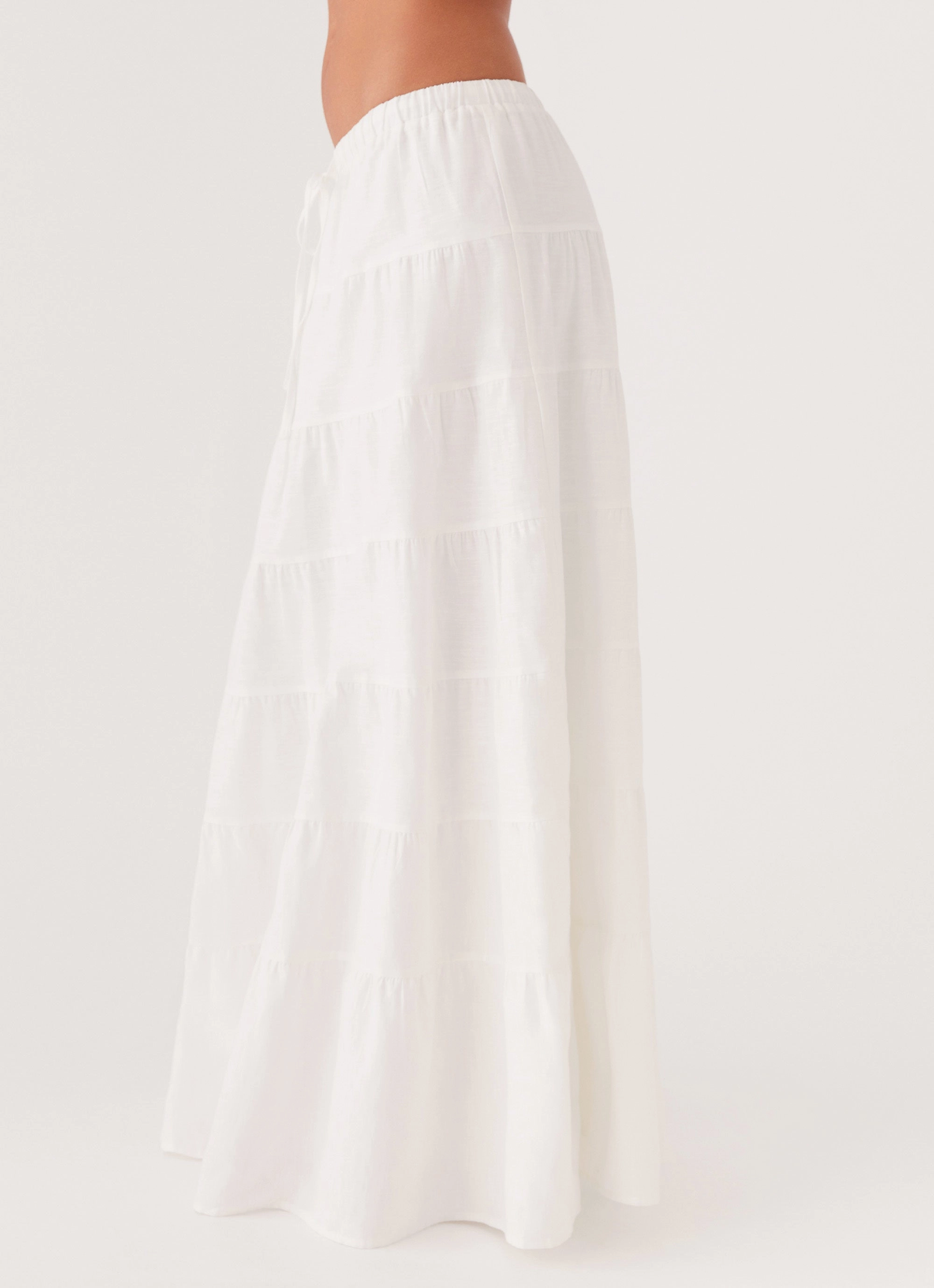 Hypoallergenic Lining Mariella Linen Maxi Skirt - White