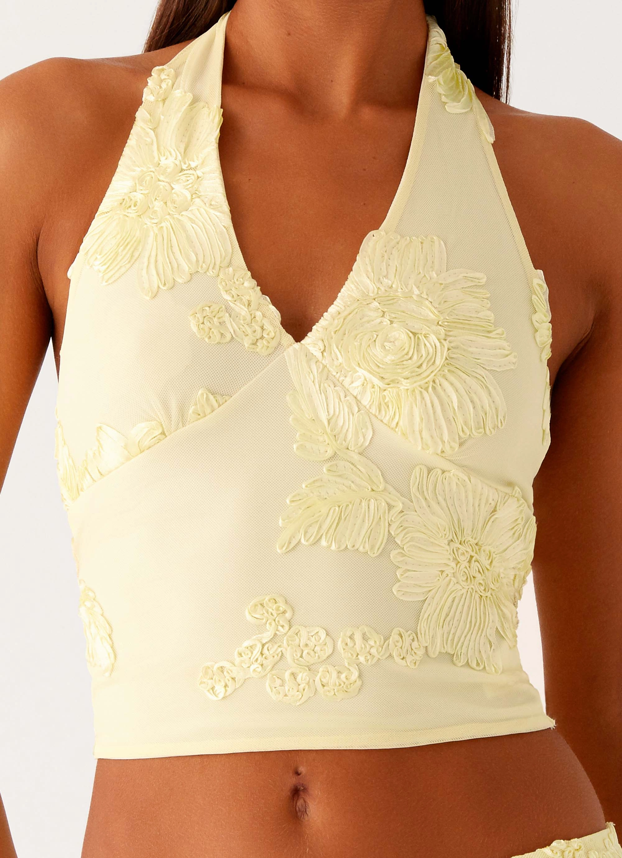 Seamless Edging Radiate Halterneck Top - Yellow