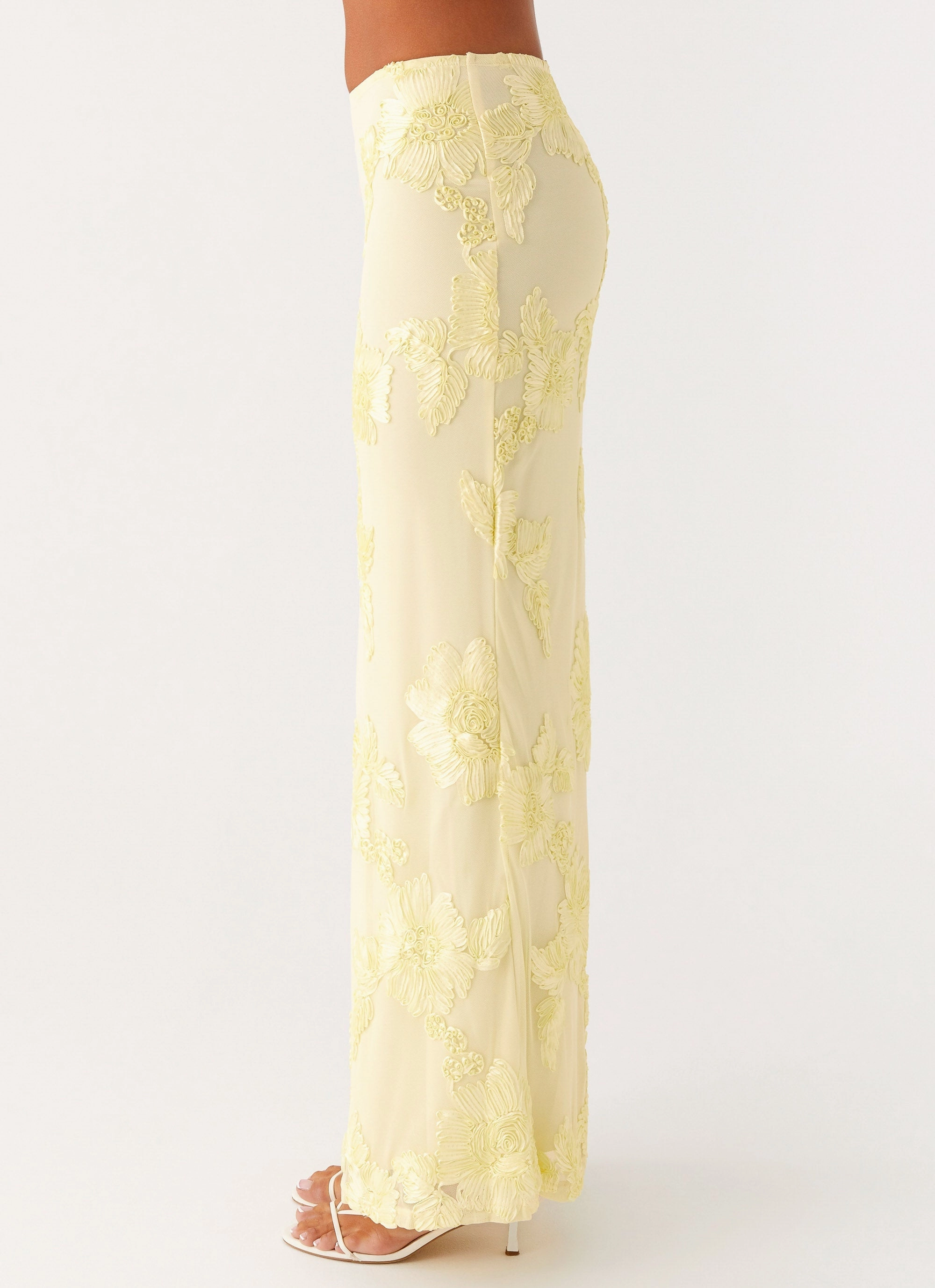 Refined Mood Front Slit Radiate Maxi Skirt - Yellow