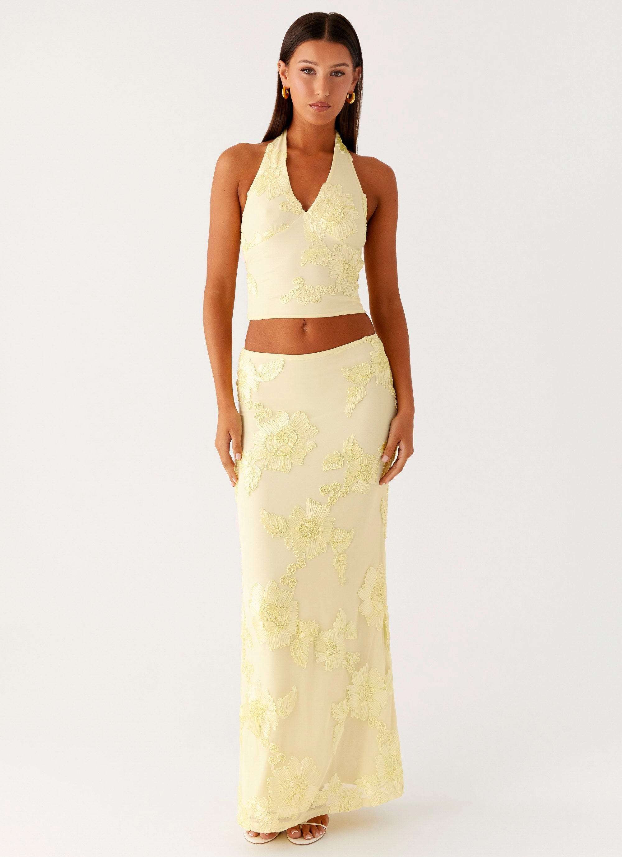Radiate Maxi Skirt - Yellow Soft Outfit Easy Fit