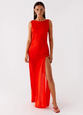 Ramiro Maxi Dress - Red Graceful Ease Elegant Fabric