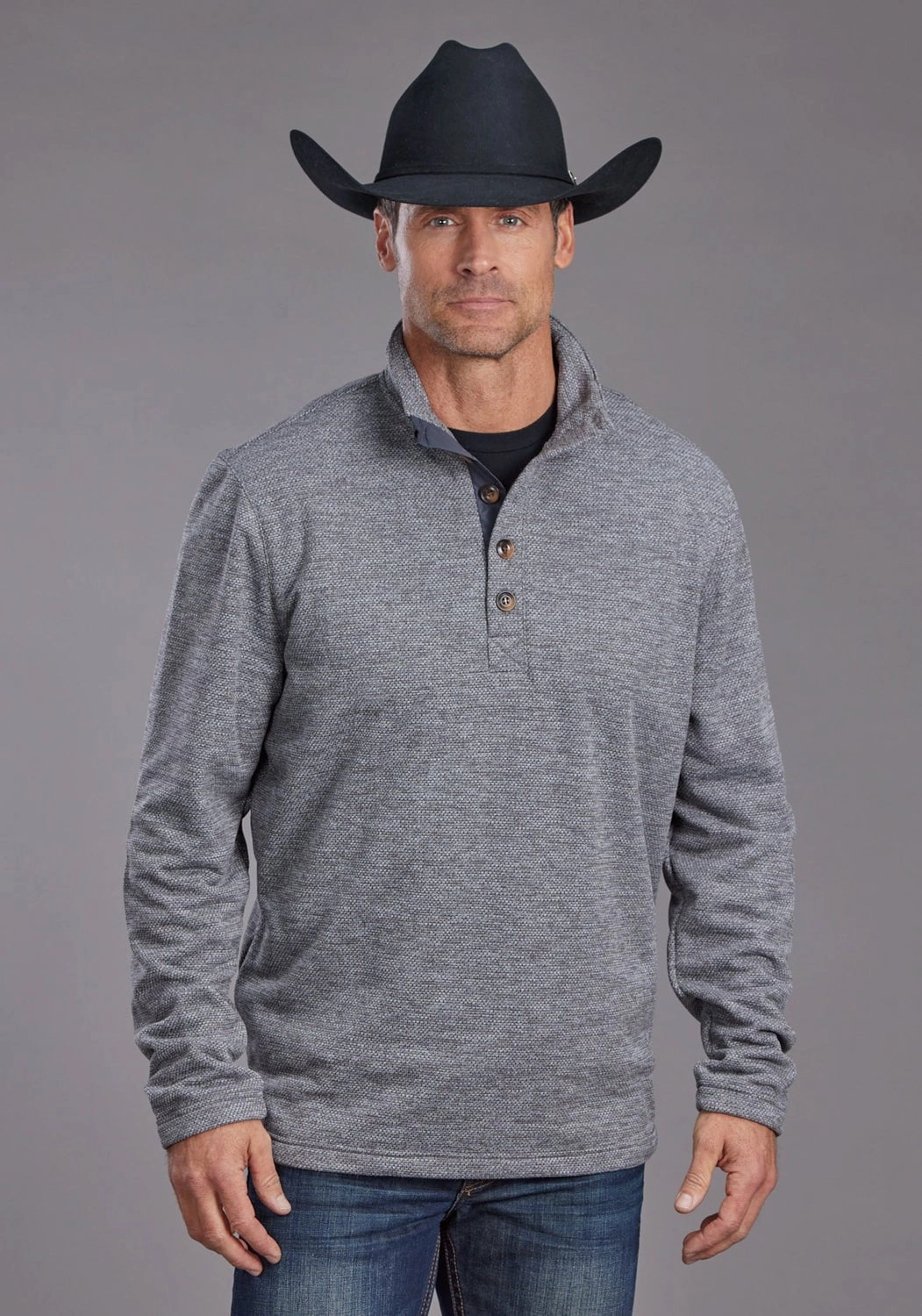 Versatile Look Stetson Mens Honeycomb Grey 100% Polyester Pullover Sweater