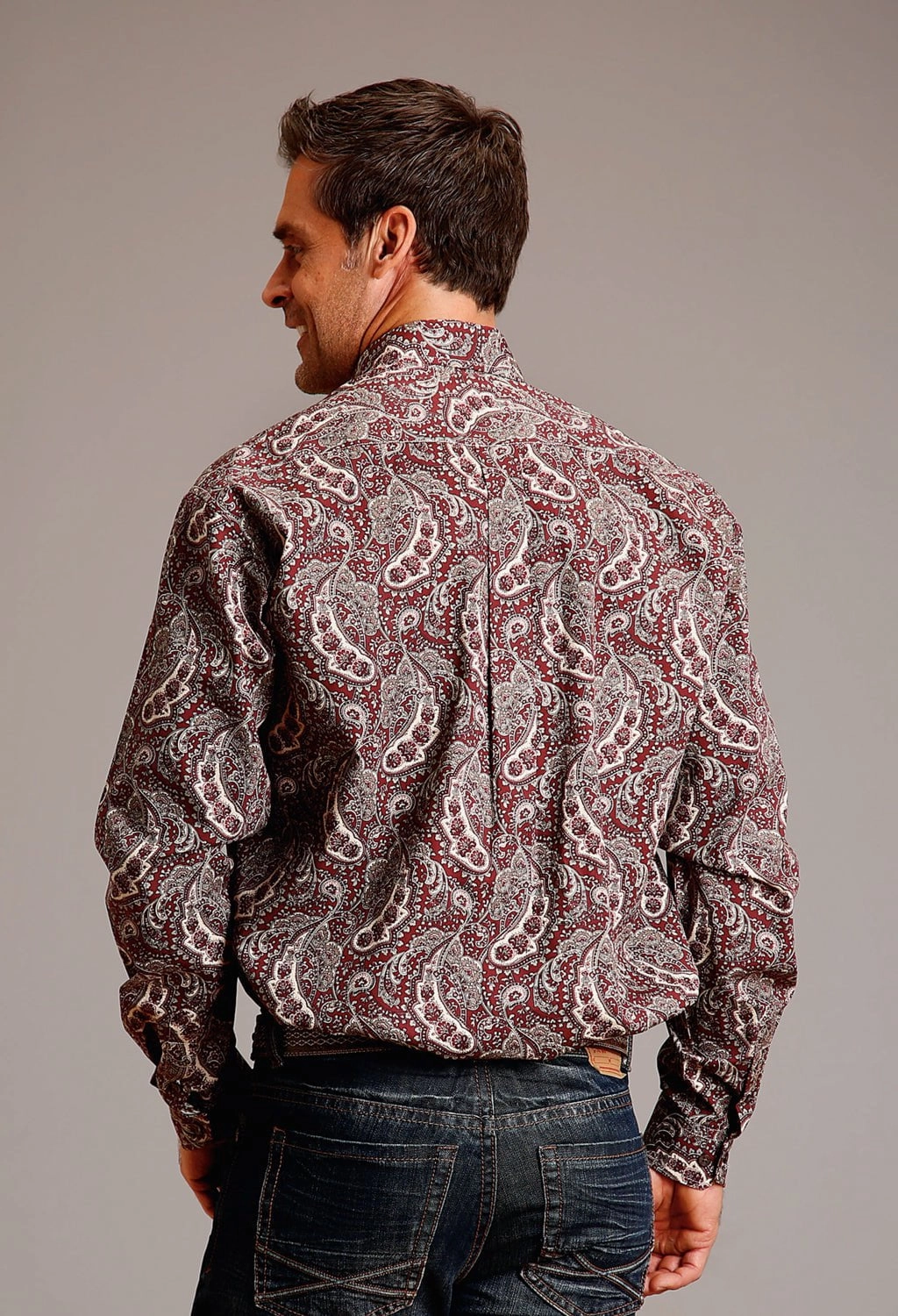 All-Ages Fit Comfort Fit Stetson Mens Siren Paisley Wine 100% Cotton L/S Shirt