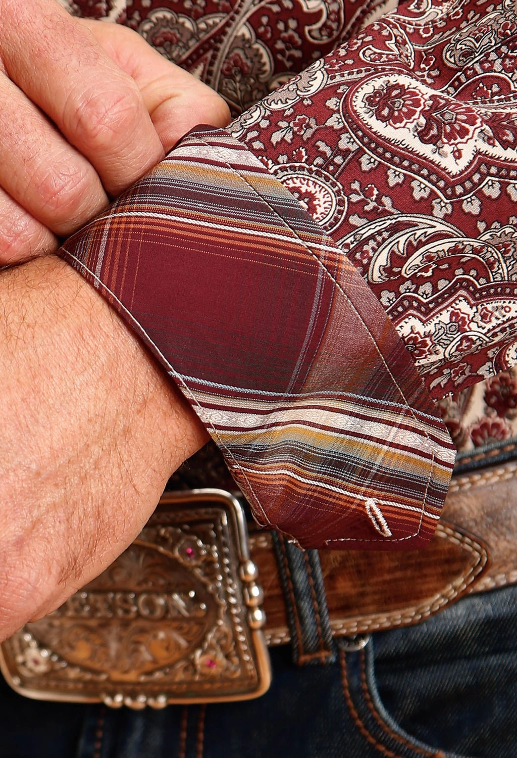 Workwear Ready Stetson Mens Siren Paisley Wine 100% Cotton L/S Shirt