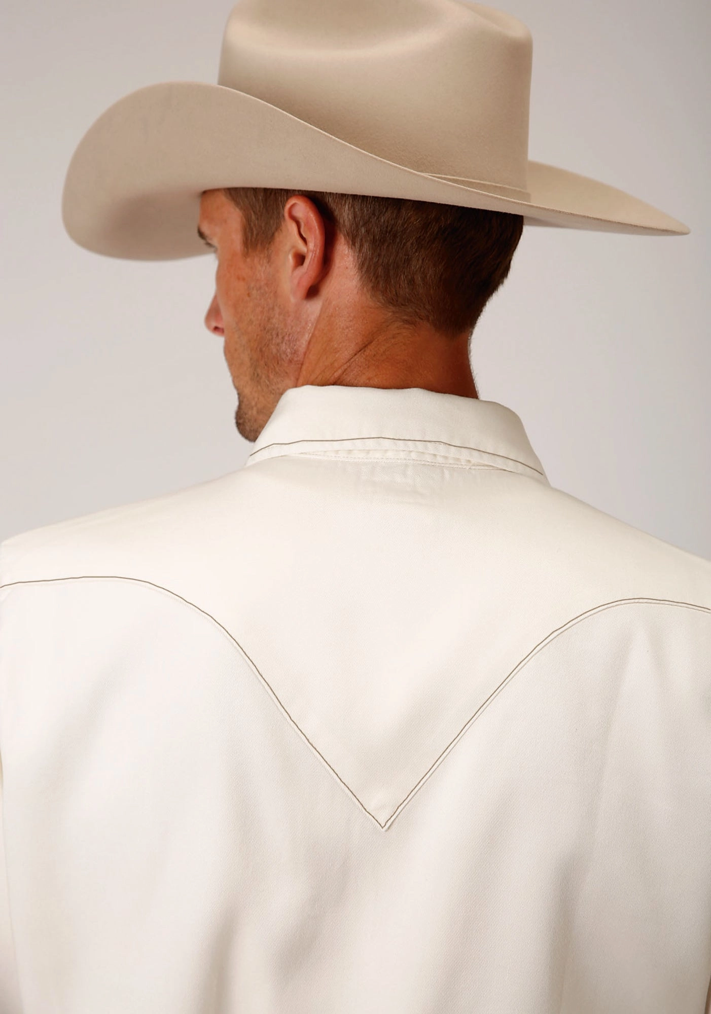 Stetson Mens Cream Denim Original Rugged L/S Shirt Compact Packing Current Style