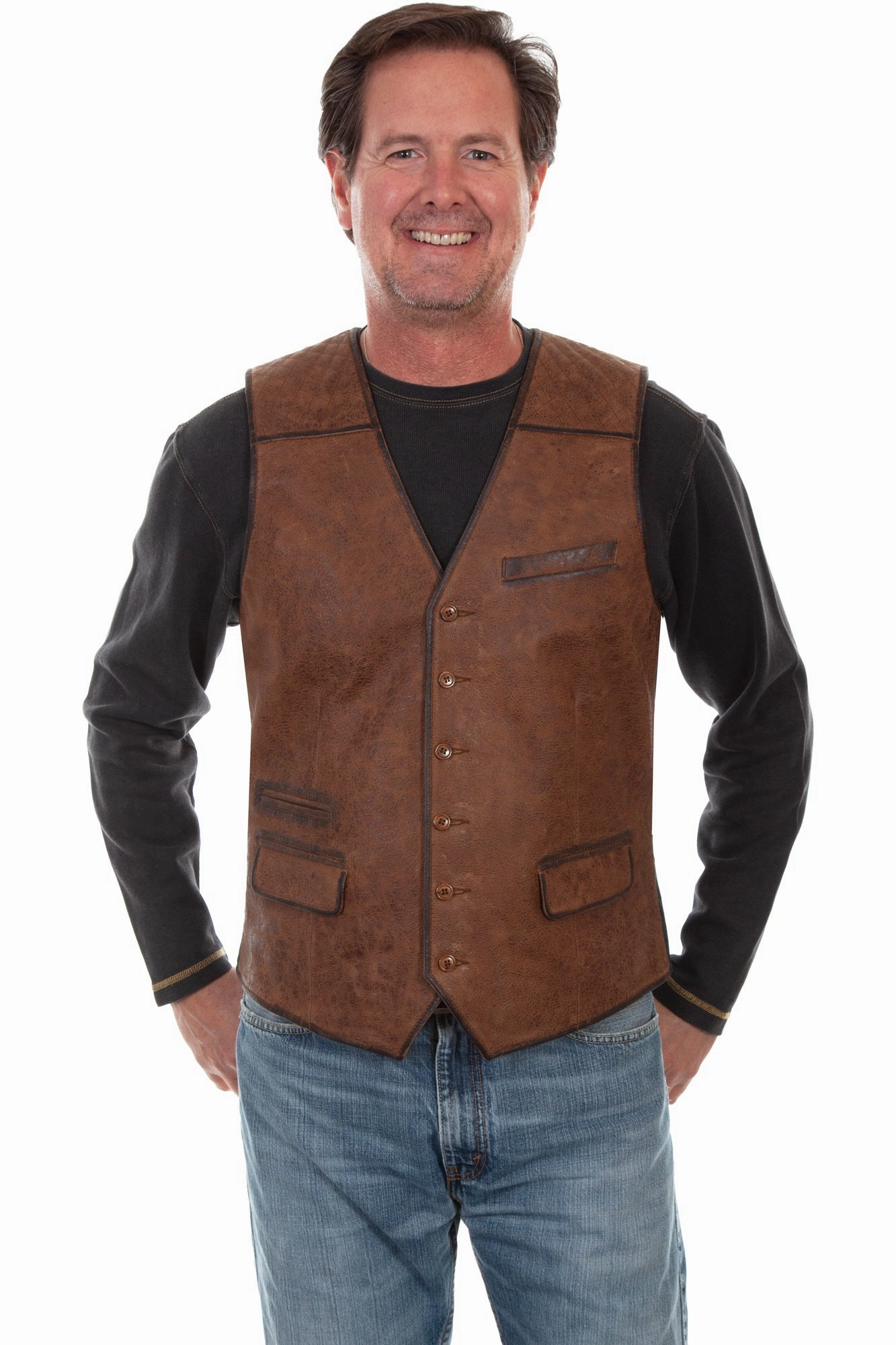 Fur Trim Non Irritating Seams Scully Mens Brown Leather Canvas Jacket
