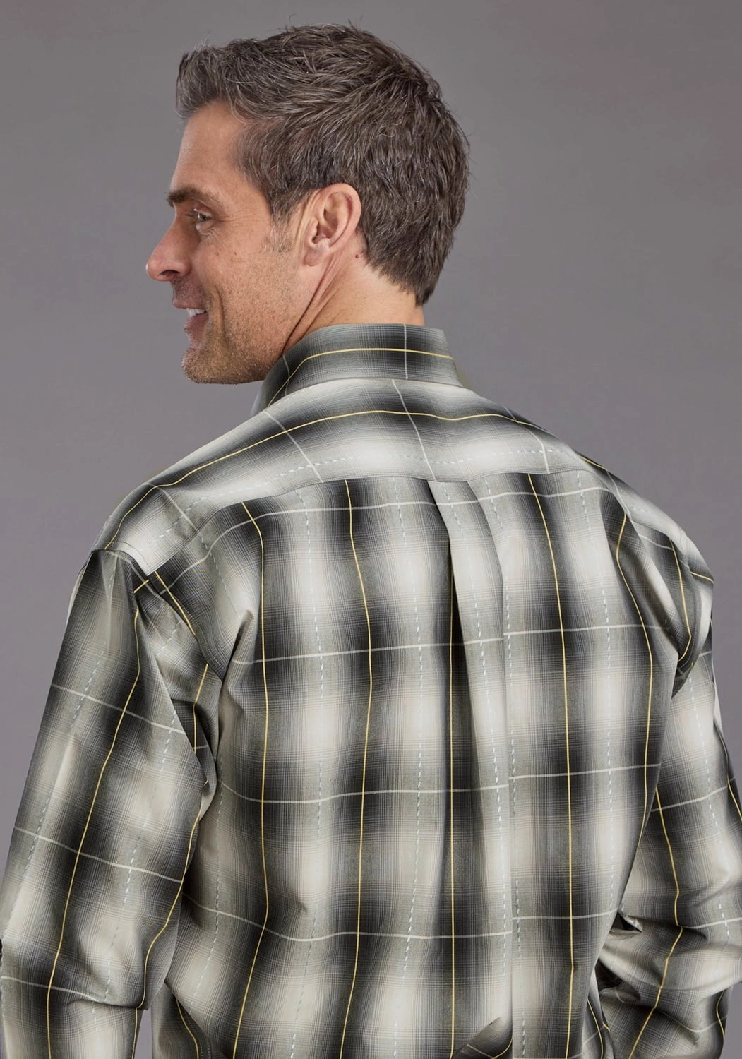 Outerwear Companion Stetson Mens 2228 Coal Ombre Black 100% Cotton 1 Pkt L/S Shirt