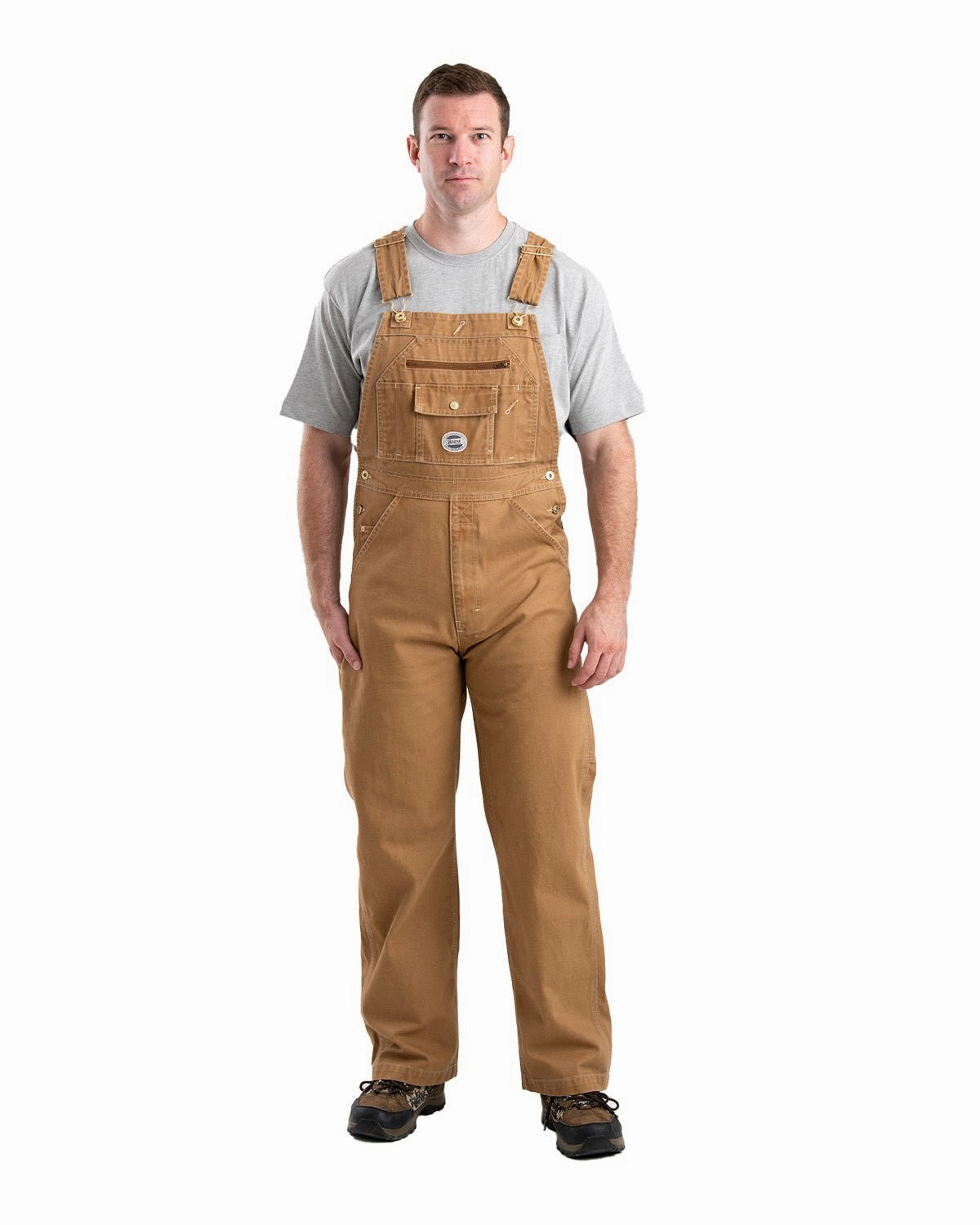 Ripstop Fabric Technology Berne Mens Vintage Washed Brown Duck 100% Cotton Bib Overall