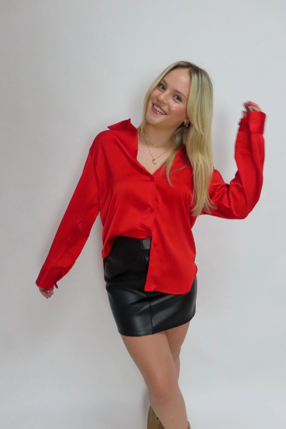 Flexible Design Paris Silky Button Down Top