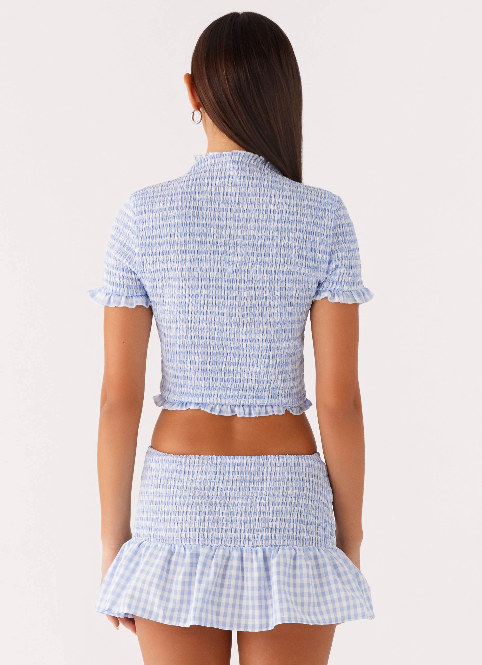 Sweetest Pie T-Shirt - Baby Blue Gingham Two Tone Weave