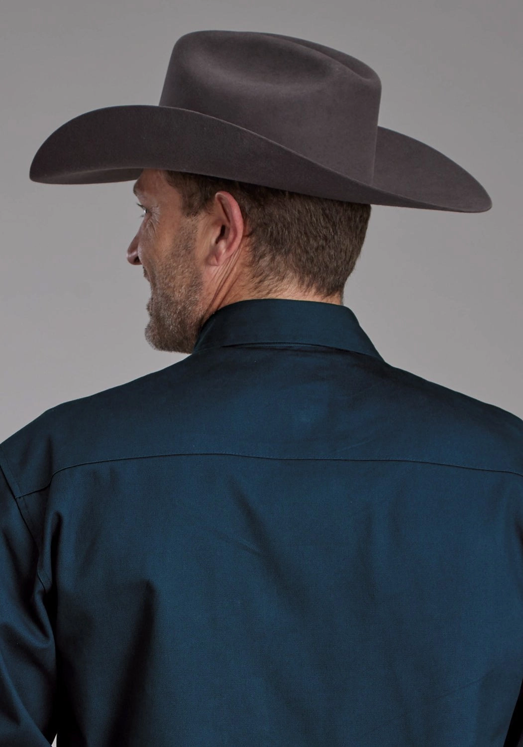 Roper Mens Brushed Twill Teal 100% Cotton L/S Shirt Outdoor Adventure