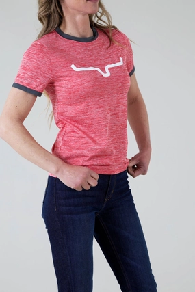 Kimes Ranch Womens Steadfast Ringer Tee Red Heather Poly/Spandex S/S T-Shirt Modern Style High-Quality Fabric