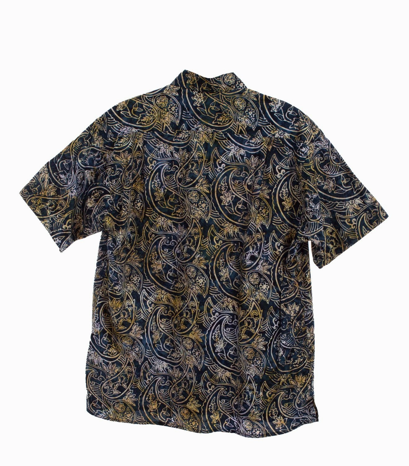 Beach Attire Anti-static Scully Mens Paisley Batik Navy 100% Cotton S/S Shirt