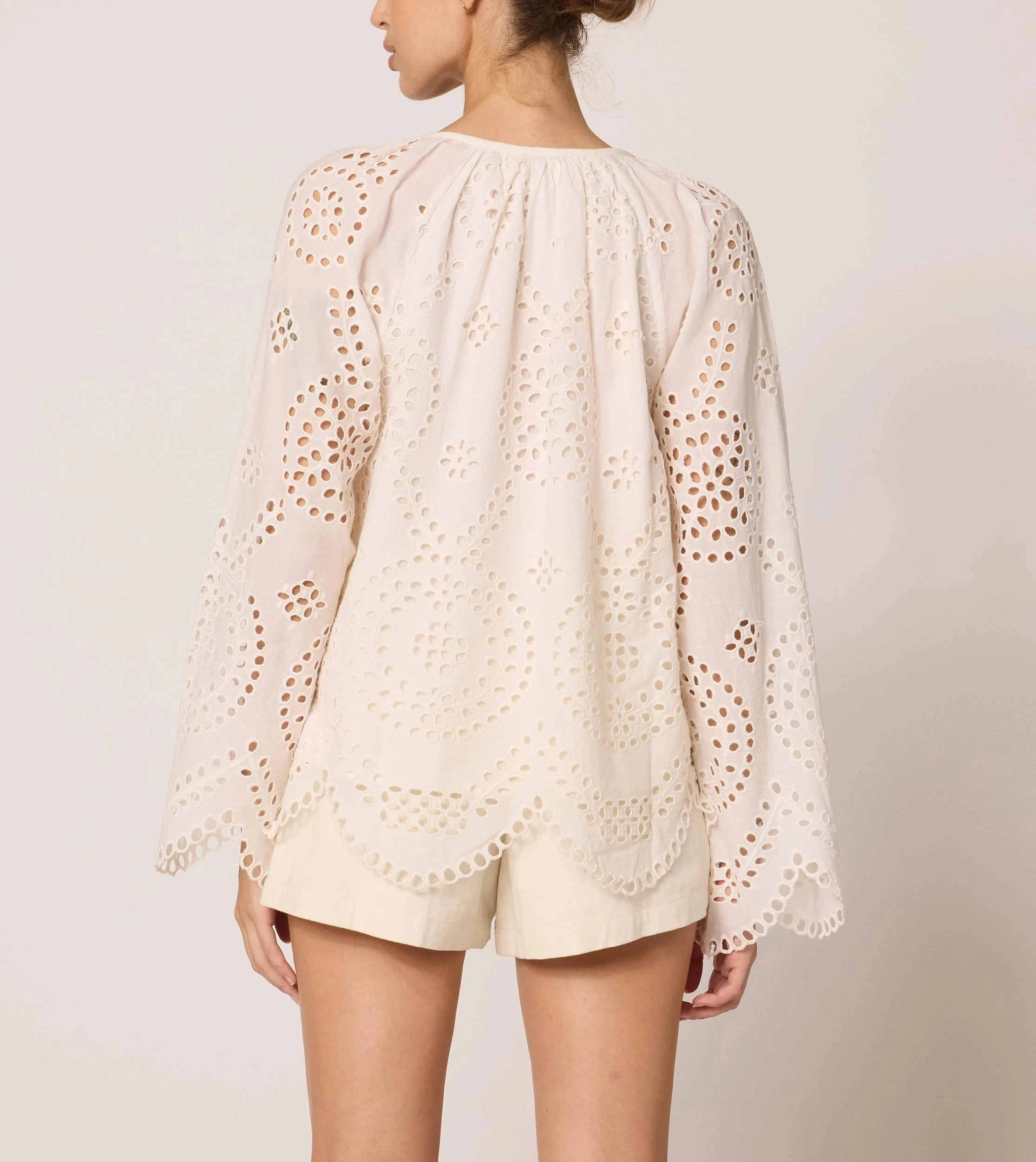 Citlali Blouse | Ivory Eyelet Ventilated Back Panels