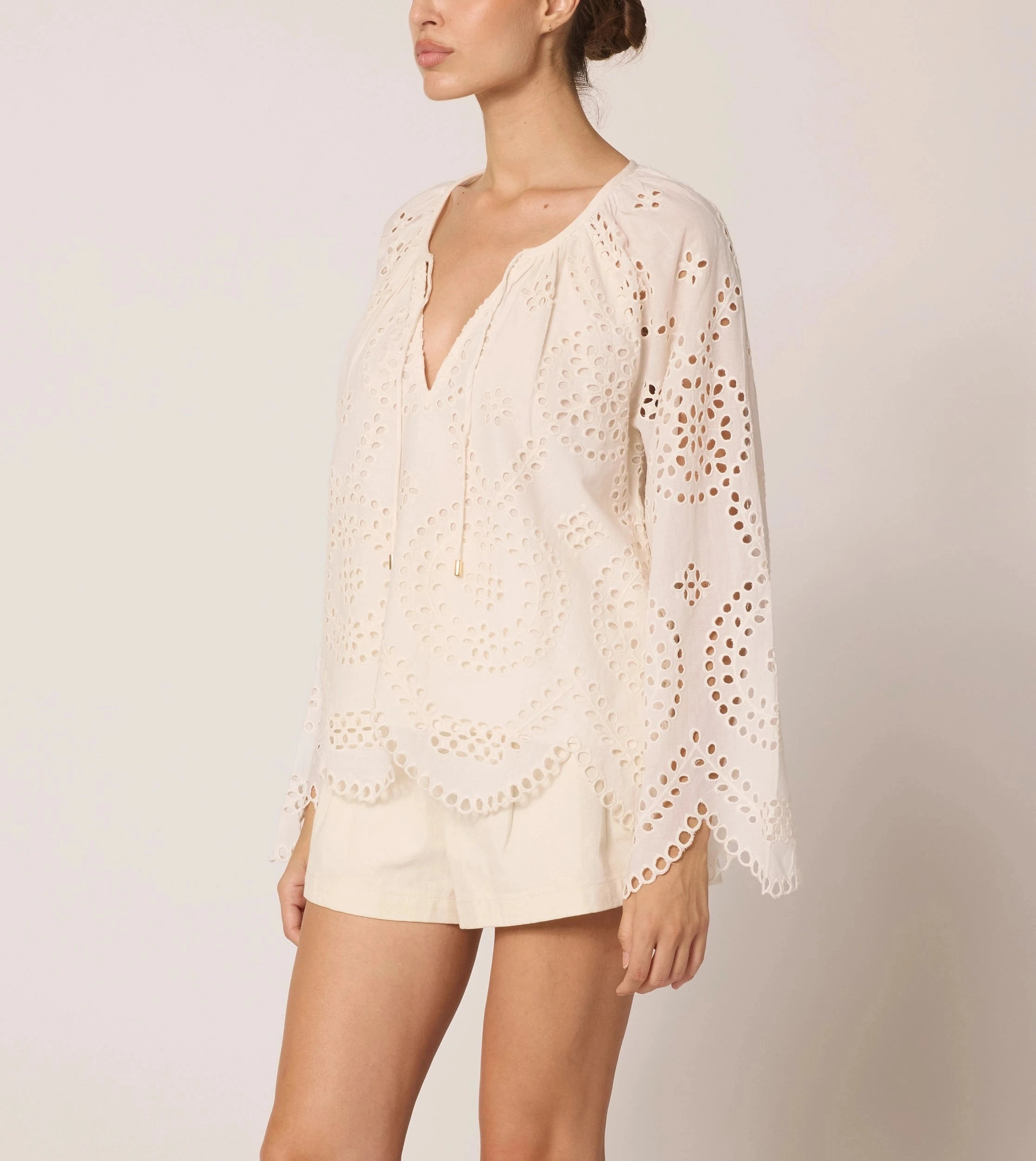 Ethical production Citlali Blouse | Ivory Eyelet