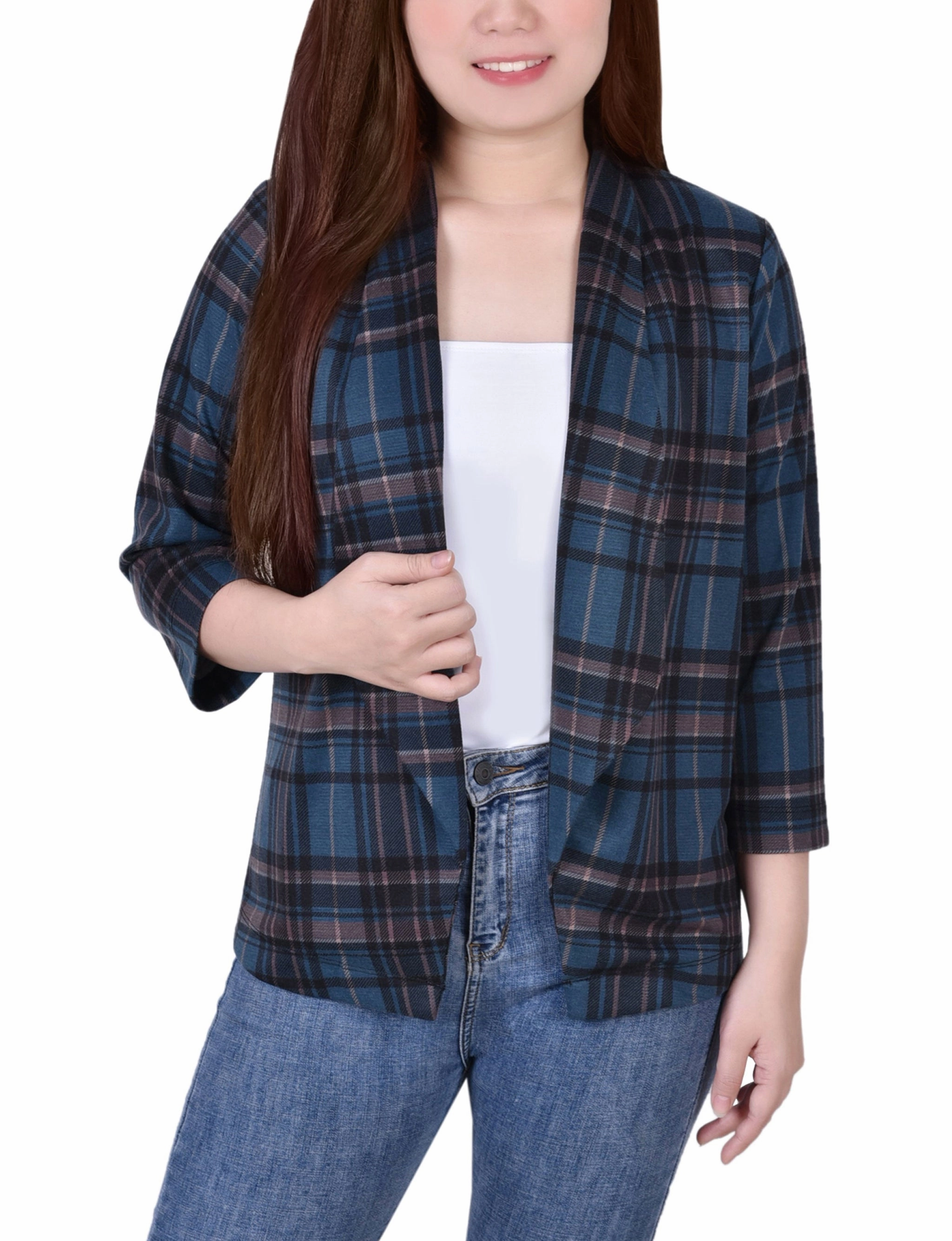 3/4 Sleeve Ponte Jacket AntiPillingTechnology Eco Friendly Dye Process