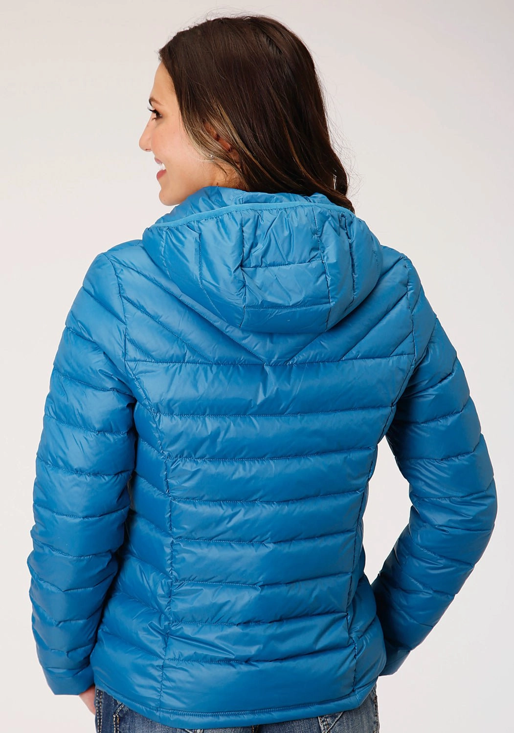 Weatherproof Zipper Seals Roper Womens Teal Blue Nylon Crushable Hooded Down Coat