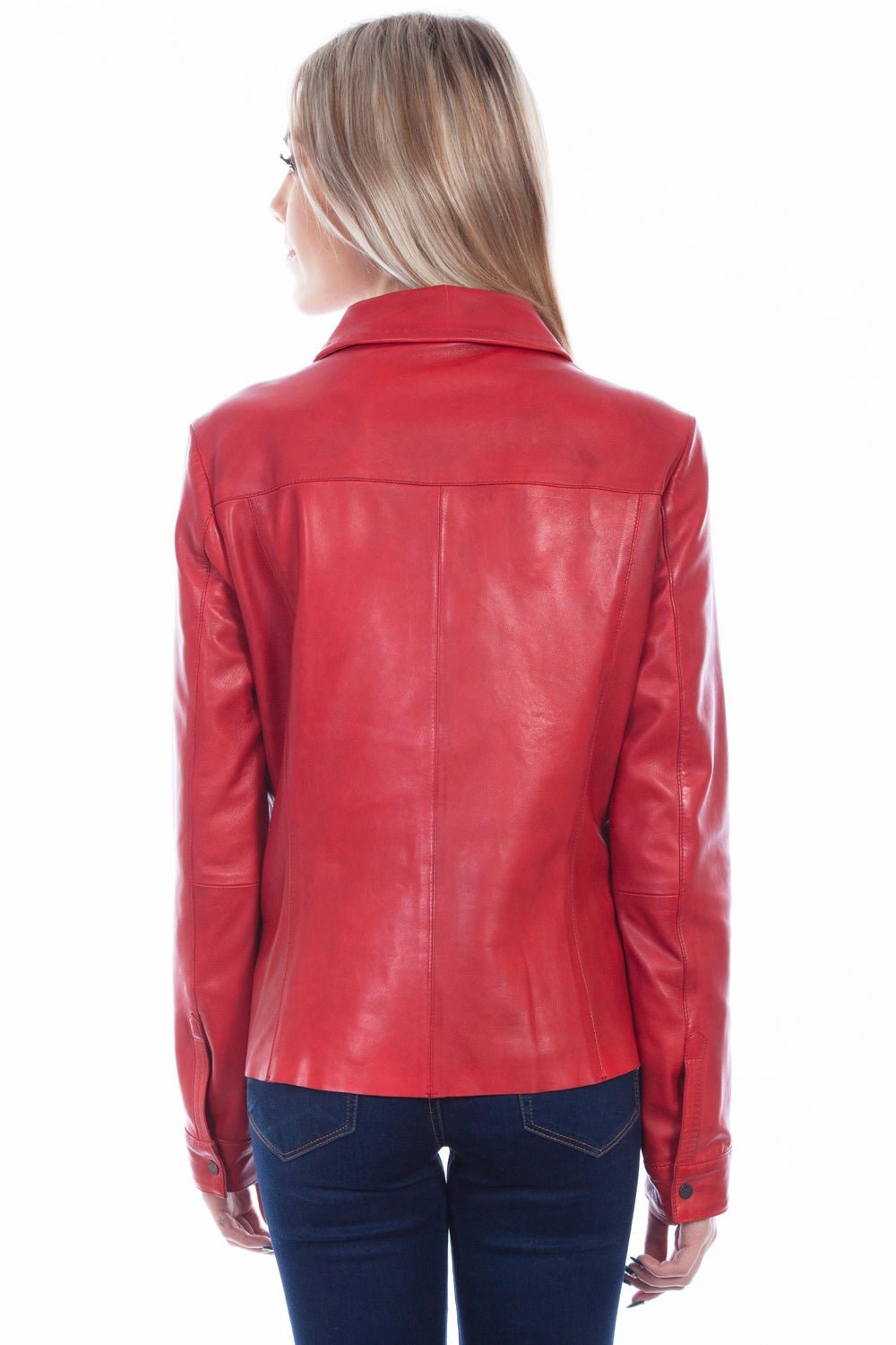 Moisture Wicking Inner Layer Scully Womens Red Lamb Leather Contemporary Snap Jacket