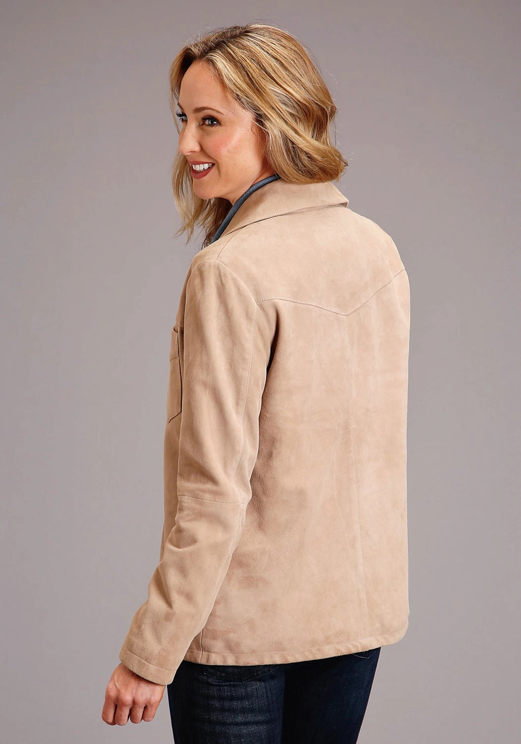 Stetson Womens Taupe Leather Notch Collar Jacket Buttery Soft Handfeel HeatRetentionTechnology