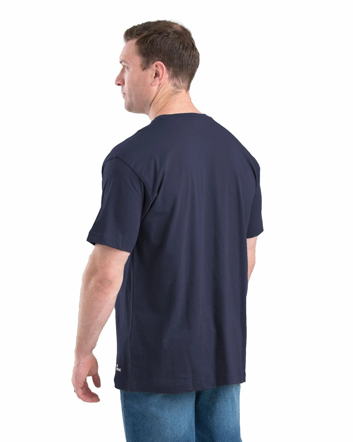 Gym Wear Travel Friendly Berne Apparel Mens Heavyweight Pocket Tee Navy 100% Cotton S/S T-Shirt