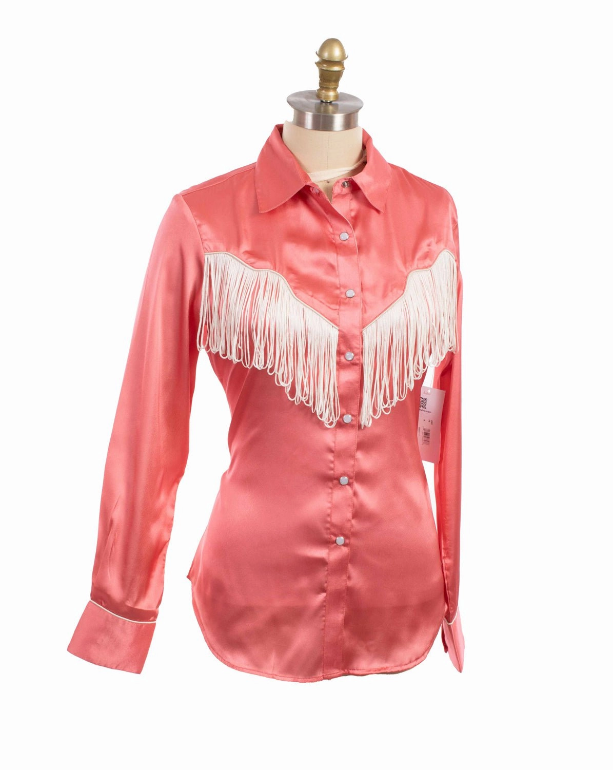 Comfort-First Scully Womens Retro Snap Fringe Pink 100% Polyester L/S Blouse