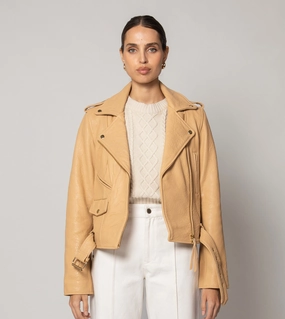 Asher Leather Jacket | Tan Machine washable Chic and Cozy Wear