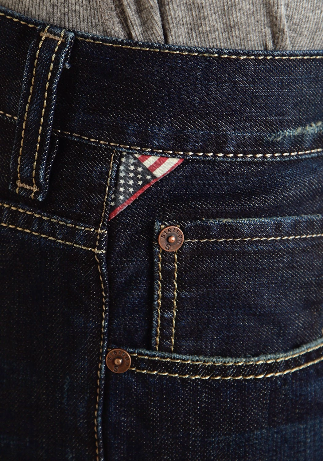 Stetson Mens 1312 Destructed Double Needle X Blue 100% Cotton Jeans Daily Basic