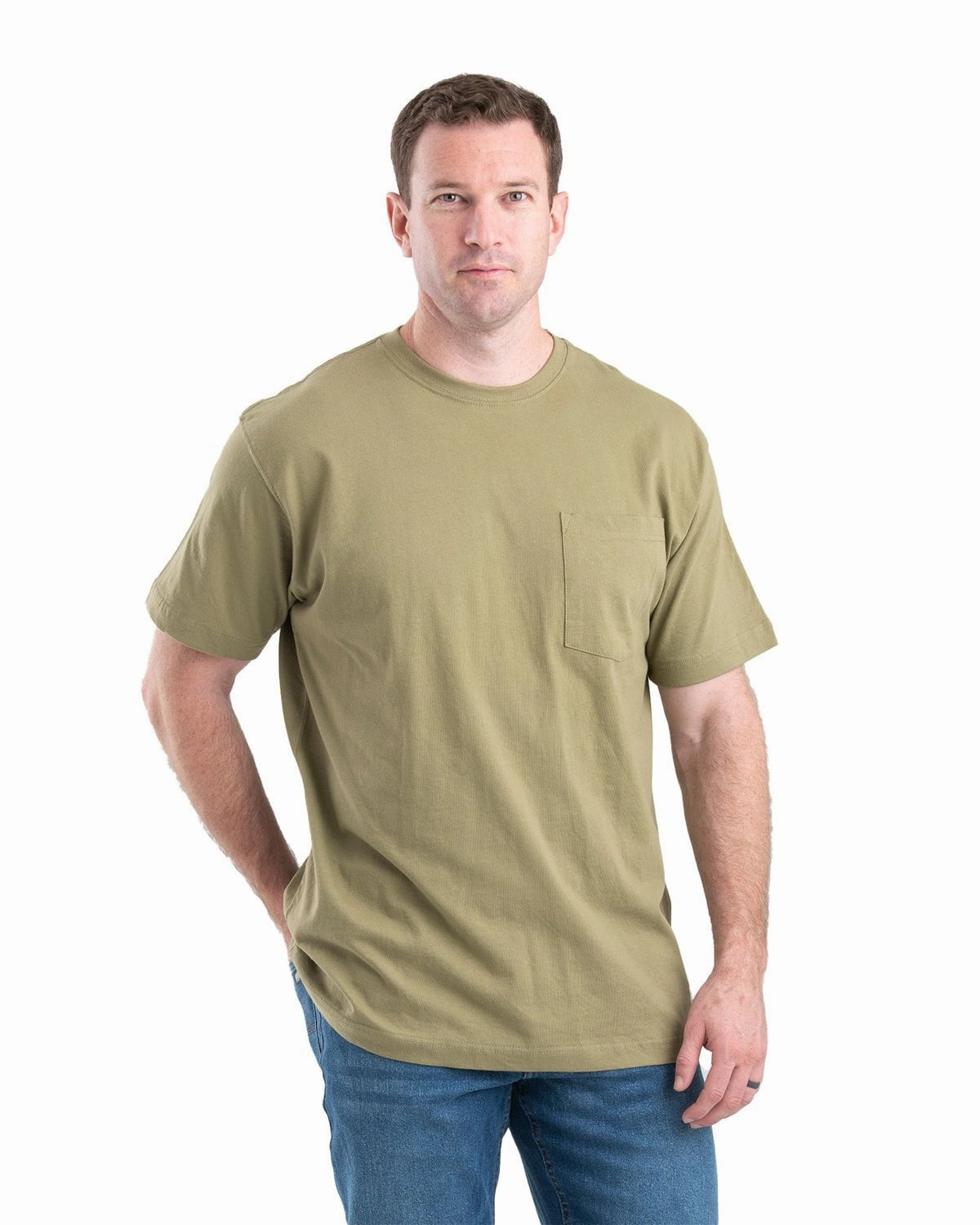 Berne Apparel Mens Heavyweight Pocket Tee Desert 100% Cotton S/S T-Shirt Workwear Style